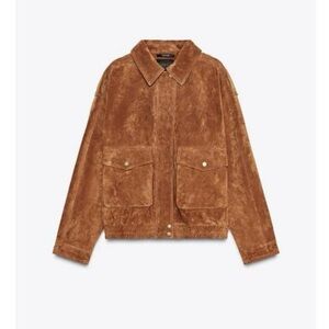 Zara Womens 100% Suede Leather Bomber size Small